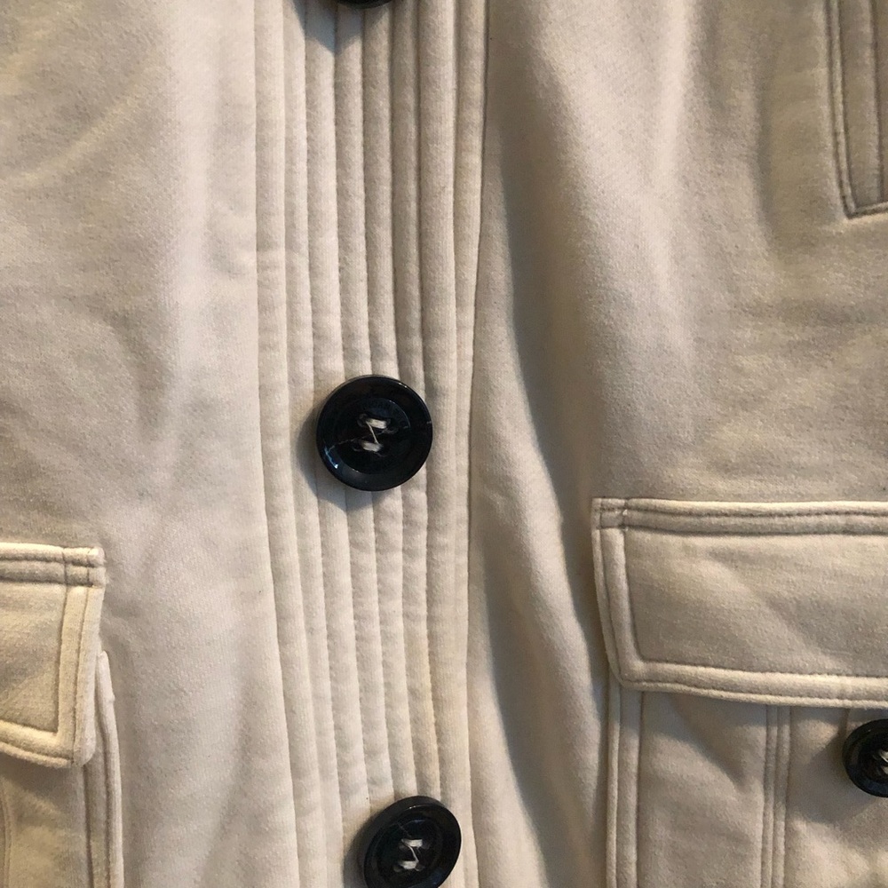 American Eagle Outfitters Cream Bomber Jacket with Black Plaid Collar - Picture 8 of 13